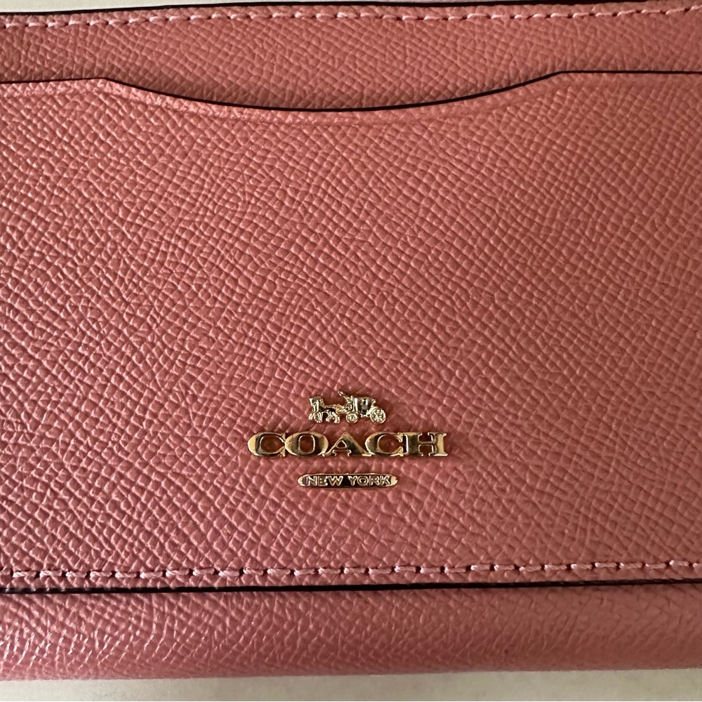 Coach Accordion Pink Leather Zip-Around Wallet - Picture 2 of 8